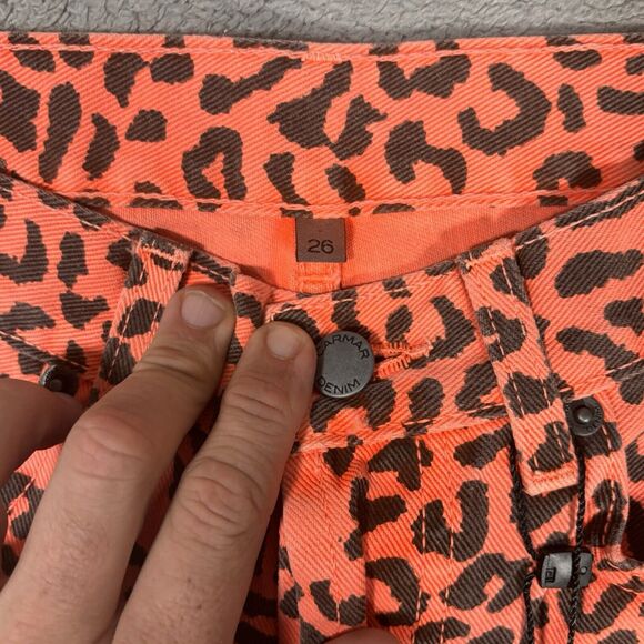NWT Carmar Women’s Size 26 Jeans Neon Orange Leopard Pants Emelia Mid Rise - Picture 7 of 12